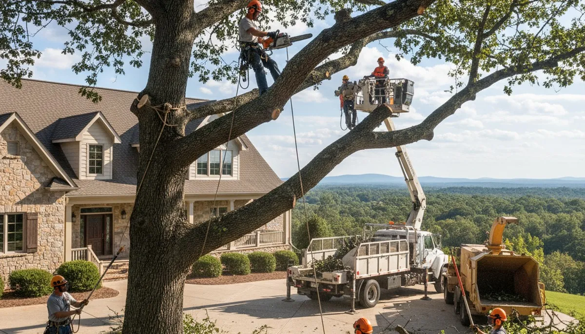 Tree service crew in Easton, PA handling professional tree care for local properties