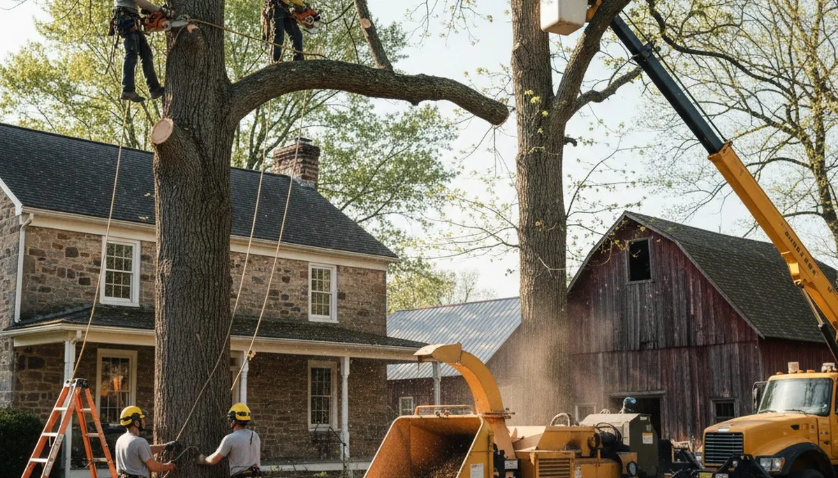 Tree service crew in Easton, PA providing professional tree care for local homes and businesses
