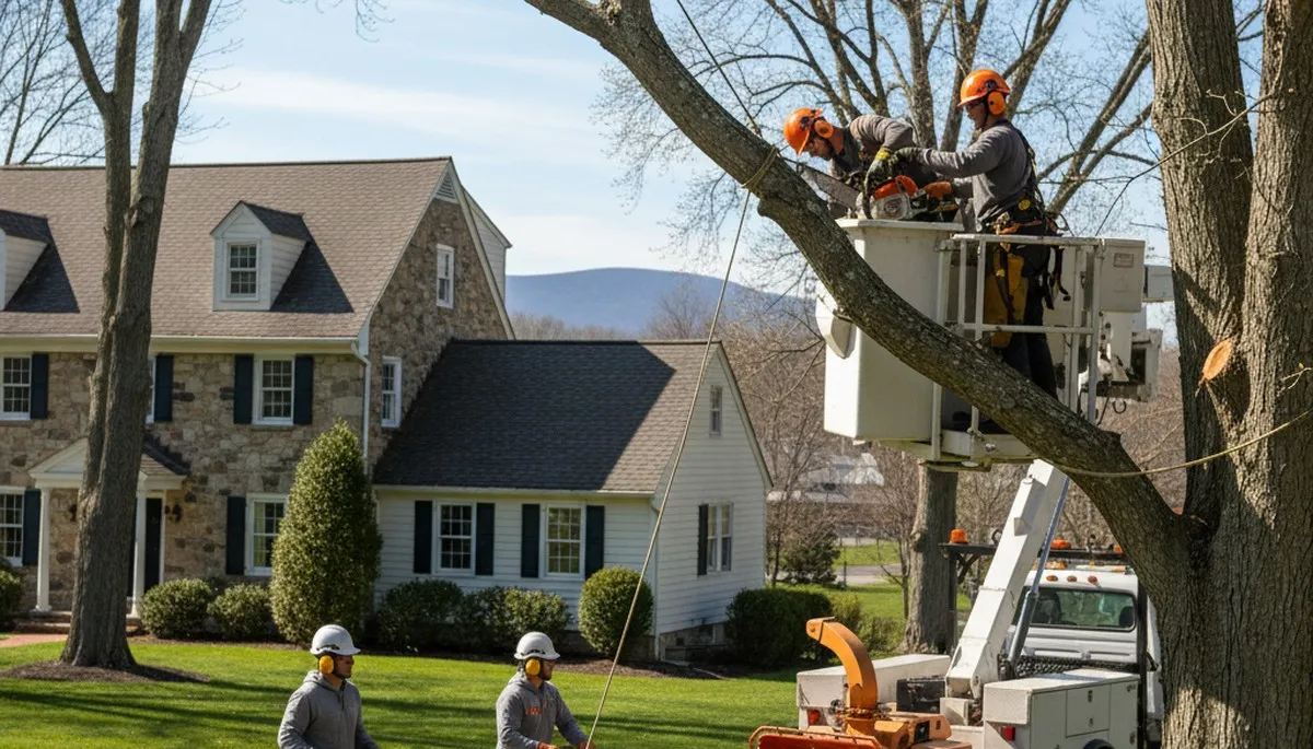 Tree service crew in Easton, PA providing professional tree removal and trimming services