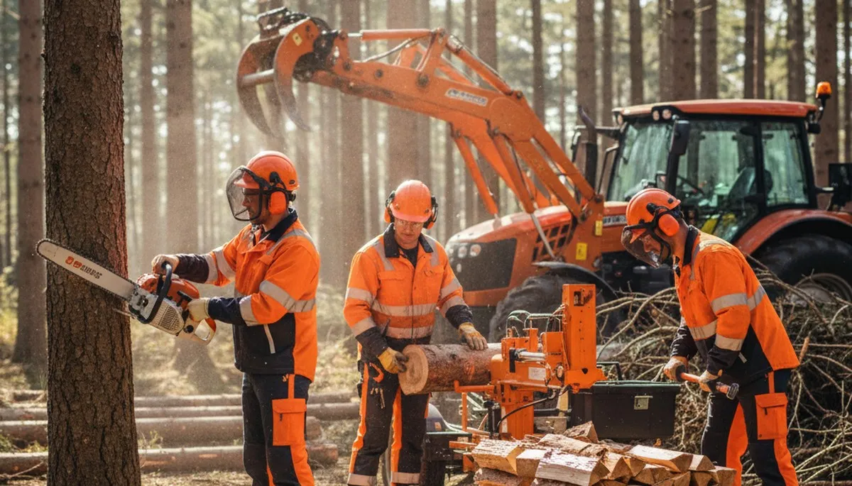 Woodlot management crew maintaining wooded property in Easton, PA for safer, healthier trees